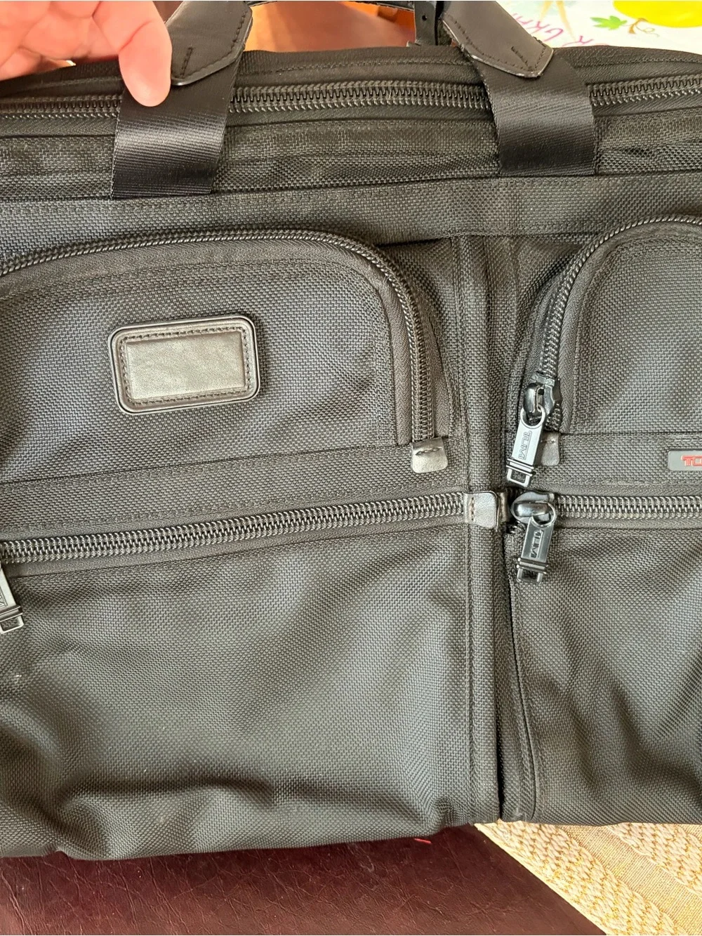 Tumi Black Nylon Laptop Briefcase with Front Zip Pockets